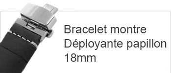 Bracelet montre 18mm avec boucle deployante papillon