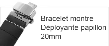 Bracelet montre 20mm avec boucle deployante papillon