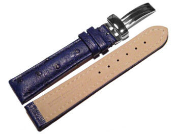 Bracelet de montre - Autruche véritable - bleu...