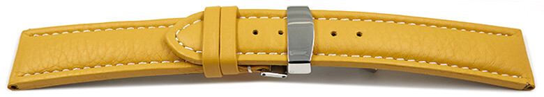 Bracelet De Montre Cuir Veau Grainé Gris 20mm - Grosse Couture Claire - Neuf & Confortable