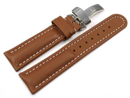 Bracelet de montre - cuir de veau lisse - marron clair
