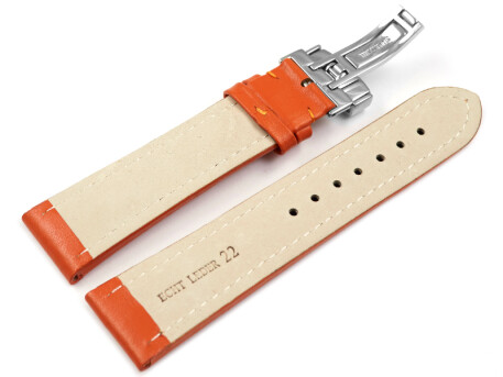 Bracelet de montre - cuir de veau lisse - orange