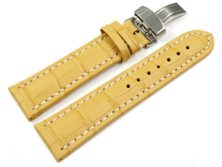 Bracelet de montre - cuir de veau - grain croco - jaune