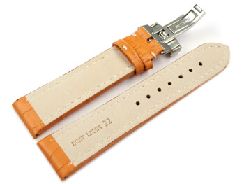 Bracelet de montre - cuir de veau - grain croco - orange