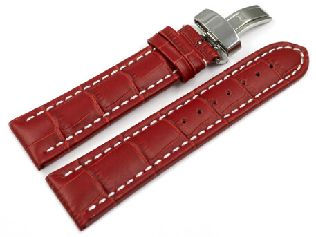 Bracelet de montre - cuir de veau - grain croco - rouge