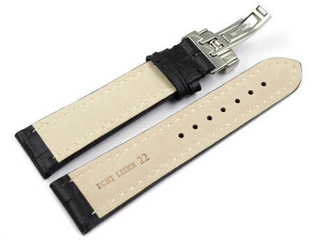 Ingersoll Bracelet pour Montre Cuir Noir Couture Rivets Boucle de Pin Si 22 MM