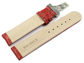 Bracelet de montre - cuir de veau véritable - téju - rouge