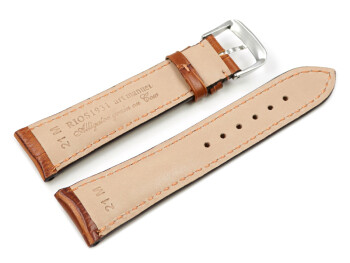 Bracelet de montre en cuir de veau, grain croco - fait main - marron - mat 19mm