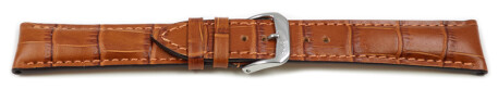 Bracelet de montre en cuir de veau, grain croco - fait main - marron - mat 23mm