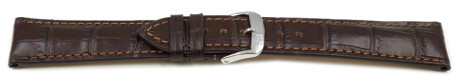 Bracelet de montre en cuir de veau, grain croco - fait main - marron foncé - mat 23 mm Dorée