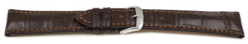 Bracelet de montre en cuir de veau, grain croco - fait main - marron foncé - mat 23 mm Dorée