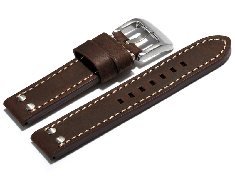 Bracelet De Montre En Cuir De Buffle – Marron Foncé – Largeurs 20,22,24 Mm – Marque Watchband Berlin