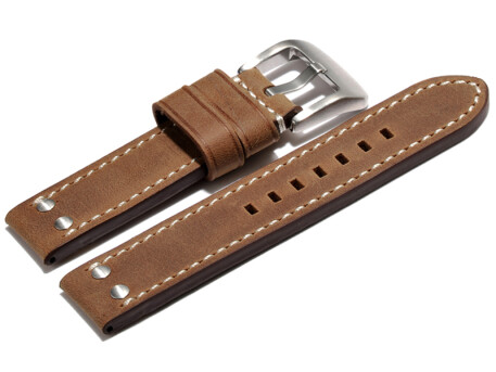 Bracelet de montre cuir de veau -  2 rivets - style...