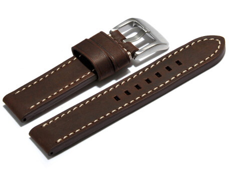 Bracelet de montre cuir de veau -  Modèle Bolide - extrafort -  style vintage -  marron