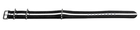 Bracelet de montre NATO en nylon résistant rayé blanc noir