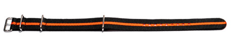 Bracelet de montre NATO-en nylon-résistant-rayé - noir / orange