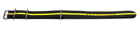 Bracelet de montre NATO-en nylon-résistant-rayé - noir / jaune