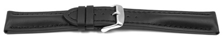 Bracelet de montre - cuir noir - imperméabilisé - remb. épais 18mm Acier