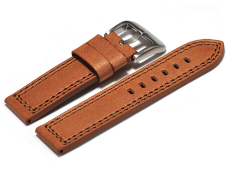 Bracelet montre - cuir - camel - 2 coutures ton sur ton...