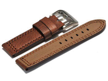 Bracelet montre - cuir - marron foncé - 2 coutures...