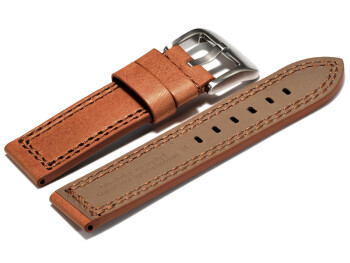 Bracelet montre - cuir - camel - 2 coutures ton sur ton 24mm