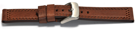 Bracelet montre - cuir - marron foncé - 2 coutures ton sur ton 20mm