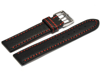 Bracelet montre - noir - cuir - surpique rouge -...