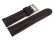 Bracelet montre - rembourrage épais - noir, couture rouge 18mm Acier