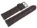 Bracelet de montre - cuir de veau - grain croco - couture rouge - XL 18mm Acier