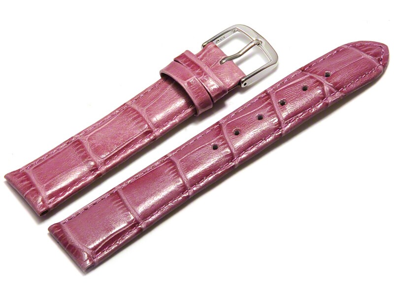 Bracelet De Montre En Cuir De Veau Rose - Largeur 14 Mm - Fermoir Ardillon - Fabriqué En Allemagne