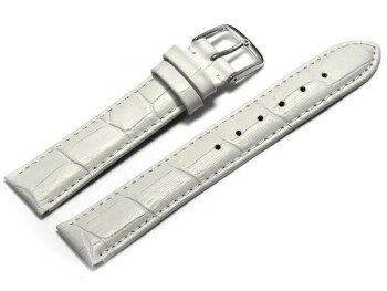 Bracelet de montre - cuir de veau, grain croco - blanc 8mm Acier