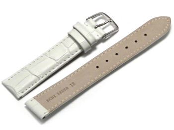 Bracelet de montre - cuir de veau, grain croco - blanc 12mm Dorée
