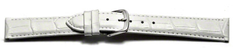 Bracelet de montre - cuir de veau, grain croco - blanc 16mm Acier