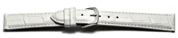 Bracelet de montre - cuir de veau, grain croco - blanc 18mm Acier