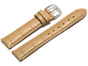 Bracelet de montre - cuir de veau, grain croco - sable 22mm Dorée