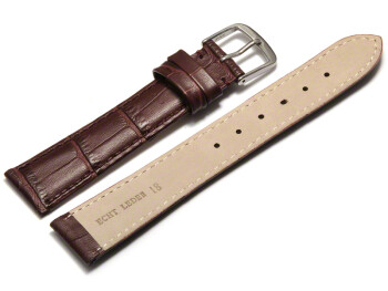 Bracelet de montre - cuir de veau, grain croco - bordeaux 20mm Acier