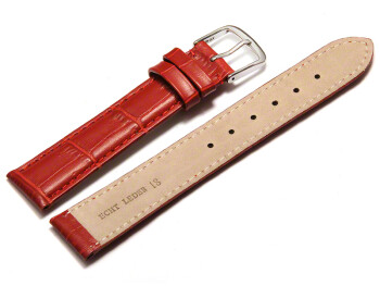 Bracelet de montre - cuir de veau, grain croco - rouge 8mm Acier