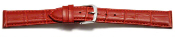 Bracelet de montre - cuir de veau, grain croco - rouge 14mm Acier