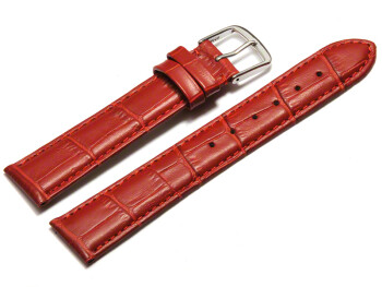 Bracelet de montre - cuir de veau, grain croco - rouge 18mm Dorée