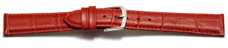 Bracelet de montre - cuir de veau, grain croco - rouge 22mm Acier