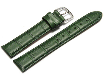 Bracelet de montre - cuir de veau, grain croco - vert 8mm Acier