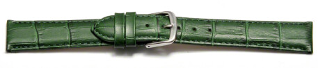 Bracelet de montre - cuir de veau, grain croco - vert 16mm Acier