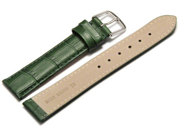 Bracelet de montre - cuir de veau, grain croco - vert 20mm Acier