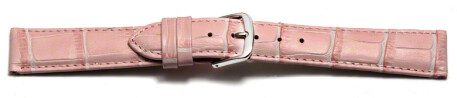 Bracelet de montre - cuir de veau, grain croco - rose