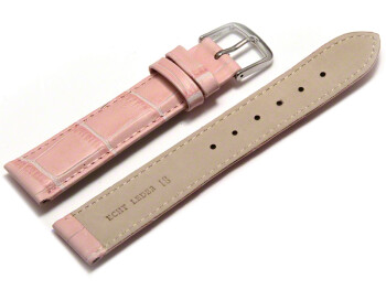 Bracelet de montre - cuir de veau, grain croco - rose 18mm Acier