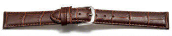 Bracelet de montre - cuir de veau, grain croco - brun foncé 18mm Acier