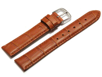 Bracelet de montre - cuir de veau, grain croco - brun clair