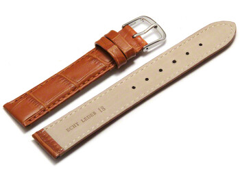 Bracelet de montre - cuir de veau, grain croco - brun clair 8mm Dorée