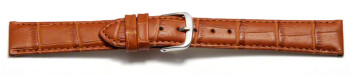 Bracelet de montre - cuir de veau, grain croco - brun clair 16mm Acier