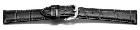 Bracelet de montre - cuir de veau, grain croco - noir